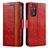 Custodia Portafoglio In Pelle Cover con Supporto S02D per Xiaomi Redmi Note 11 4G (2022) Rosso