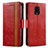 Custodia Portafoglio In Pelle Cover con Supporto S02D per Xiaomi Redmi Note 9 Pro Rosso