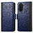 Custodia Portafoglio In Pelle Cover con Supporto S03D per Huawei Nova Y70 Blu