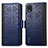 Custodia Portafoglio In Pelle Cover con Supporto S03D per Nokia C2 2nd Edition Blu