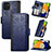 Custodia Portafoglio In Pelle Cover con Supporto S03D per Samsung Galaxy A03 Blu