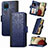 Custodia Portafoglio In Pelle Cover con Supporto S03D per Samsung Galaxy A12 5G Blu