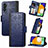 Custodia Portafoglio In Pelle Cover con Supporto S03D per Samsung Galaxy A13 5G Blu
