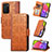 Custodia Portafoglio In Pelle Cover con Supporto S03D per Samsung Galaxy F02S SM-E025F Marrone