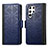 Custodia Portafoglio In Pelle Cover con Supporto S03D per Samsung Galaxy S21 Ultra 5G Blu