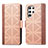 Custodia Portafoglio In Pelle Cover con Supporto S03D per Samsung Galaxy S22 Ultra 5G Marrone Chiaro