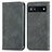 Custodia Portafoglio In Pelle Cover con Supporto S04D per Google Pixel 6a 5G Grigio