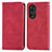 Custodia Portafoglio In Pelle Cover con Supporto S04D per Huawei Honor 50 5G Rosso