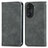 Custodia Portafoglio In Pelle Cover con Supporto S04D per Huawei Honor 60 5G Grigio