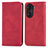 Custodia Portafoglio In Pelle Cover con Supporto S04D per Huawei Honor 60 5G Rosso