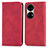 Custodia Portafoglio In Pelle Cover con Supporto S04D per Huawei P50 Pro Rosso