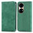 Custodia Portafoglio In Pelle Cover con Supporto S04D per Huawei P50 Pro Verde