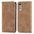 Custodia Portafoglio In Pelle Cover con Supporto S04D per LG Velvet 2 Pro Marrone