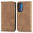 Custodia Portafoglio In Pelle Cover con Supporto S04D per Motorola Moto Edge (2021) 5G Marrone