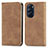 Custodia Portafoglio In Pelle Cover con Supporto S04D per Motorola Moto Edge X30 5G Marrone