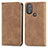 Custodia Portafoglio In Pelle Cover con Supporto S04D per Motorola Moto G Play Gen 2 Marrone