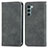 Custodia Portafoglio In Pelle Cover con Supporto S04D per Motorola Moto G200 5G Grigio