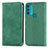 Custodia Portafoglio In Pelle Cover con Supporto S04D per Motorola Moto G71 5G Verde