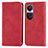 Custodia Portafoglio In Pelle Cover con Supporto S04D per Oppo Reno10 5G Rosso