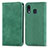 Custodia Portafoglio In Pelle Cover con Supporto S04D per Samsung Galaxy A20 Verde