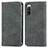 Custodia Portafoglio In Pelle Cover con Supporto S04D per Sony Xperia 10 IV Grigio