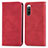 Custodia Portafoglio In Pelle Cover con Supporto S04D per Sony Xperia 10 IV SOG07 Rosso