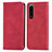Custodia Portafoglio In Pelle Cover con Supporto S04D per Sony Xperia 5 III Rosso
