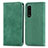 Custodia Portafoglio In Pelle Cover con Supporto S04D per Sony Xperia 5 III SO-53B Verde
