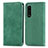 Custodia Portafoglio In Pelle Cover con Supporto S04D per Sony Xperia 5 III Verde