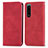 Custodia Portafoglio In Pelle Cover con Supporto S04D per Sony Xperia 5 IV Rosso