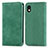 Custodia Portafoglio In Pelle Cover con Supporto S04D per Sony Xperia Ace III SO-53C Verde