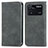 Custodia Portafoglio In Pelle Cover con Supporto S04D per Xiaomi Poco M4 Pro 4G Grigio