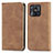 Custodia Portafoglio In Pelle Cover con Supporto S04D per Xiaomi Redmi 10 India Marrone