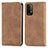 Custodia Portafoglio In Pelle Cover con Supporto S04D per Xiaomi Redmi Note 9 4G Marrone