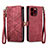 Custodia Portafoglio In Pelle Cover con Supporto S05D per Apple iPhone 13 Pro Rosso