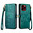 Custodia Portafoglio In Pelle Cover con Supporto S05D per Apple iPhone 15 Pro Verde