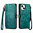 Custodia Portafoglio In Pelle Cover con Supporto S05D per Apple iPhone 15 Verde