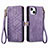 Custodia Portafoglio In Pelle Cover con Supporto S05D per Apple iPhone 15 Viola