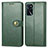 Custodia Portafoglio In Pelle Cover con Supporto S05D per Oppo A16s Verde