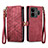 Custodia Portafoglio In Pelle Cover con Supporto S05D per Realme GT Neo6 5G Rosso