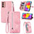 Custodia Portafoglio In Pelle Cover con Supporto S05D per Samsung Galaxy F13 4G Rosa