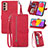 Custodia Portafoglio In Pelle Cover con Supporto S05D per Samsung Galaxy F13 4G Rosso