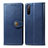 Custodia Portafoglio In Pelle Cover con Supporto S05D per Sony Xperia 10 III SO-52B Blu