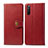 Custodia Portafoglio In Pelle Cover con Supporto S05D per Sony Xperia 10 III SO-52B Rosso