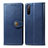 Custodia Portafoglio In Pelle Cover con Supporto S05D per Sony Xperia 10 III SOG04 Blu