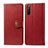 Custodia Portafoglio In Pelle Cover con Supporto S05D per Sony Xperia 10 III SOG04 Rosso