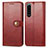 Custodia Portafoglio In Pelle Cover con Supporto S05D per Sony Xperia 5 III SO-53B Rosso