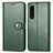 Custodia Portafoglio In Pelle Cover con Supporto S05D per Sony Xperia 5 III SO-53B Verde
