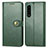 Custodia Portafoglio In Pelle Cover con Supporto S05D per Sony Xperia 5 IV Verde