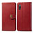 Custodia Portafoglio In Pelle Cover con Supporto S05D per Sony Xperia Ace II SO-41B Rosso